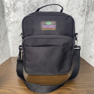 Vintage Transworld Crossbody Messenger Canvas Bag Black